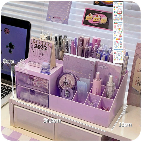 Cute Pen Holder Storage Box Organizer Girl Drawer-type Desktop Student