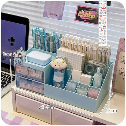 Cute Pen Holder Storage Box Organizer Girl Drawer-type Desktop Student