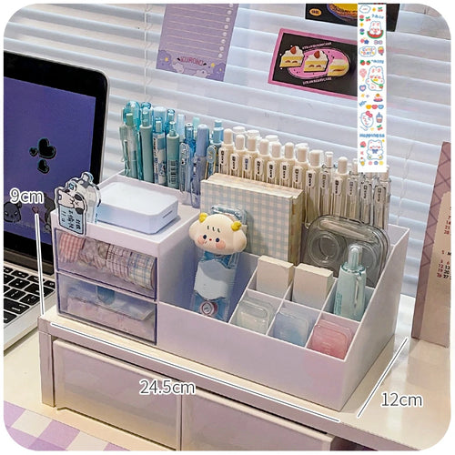 Cute Pen Holder Storage Box Organizer Girl Drawer-type Desktop Student